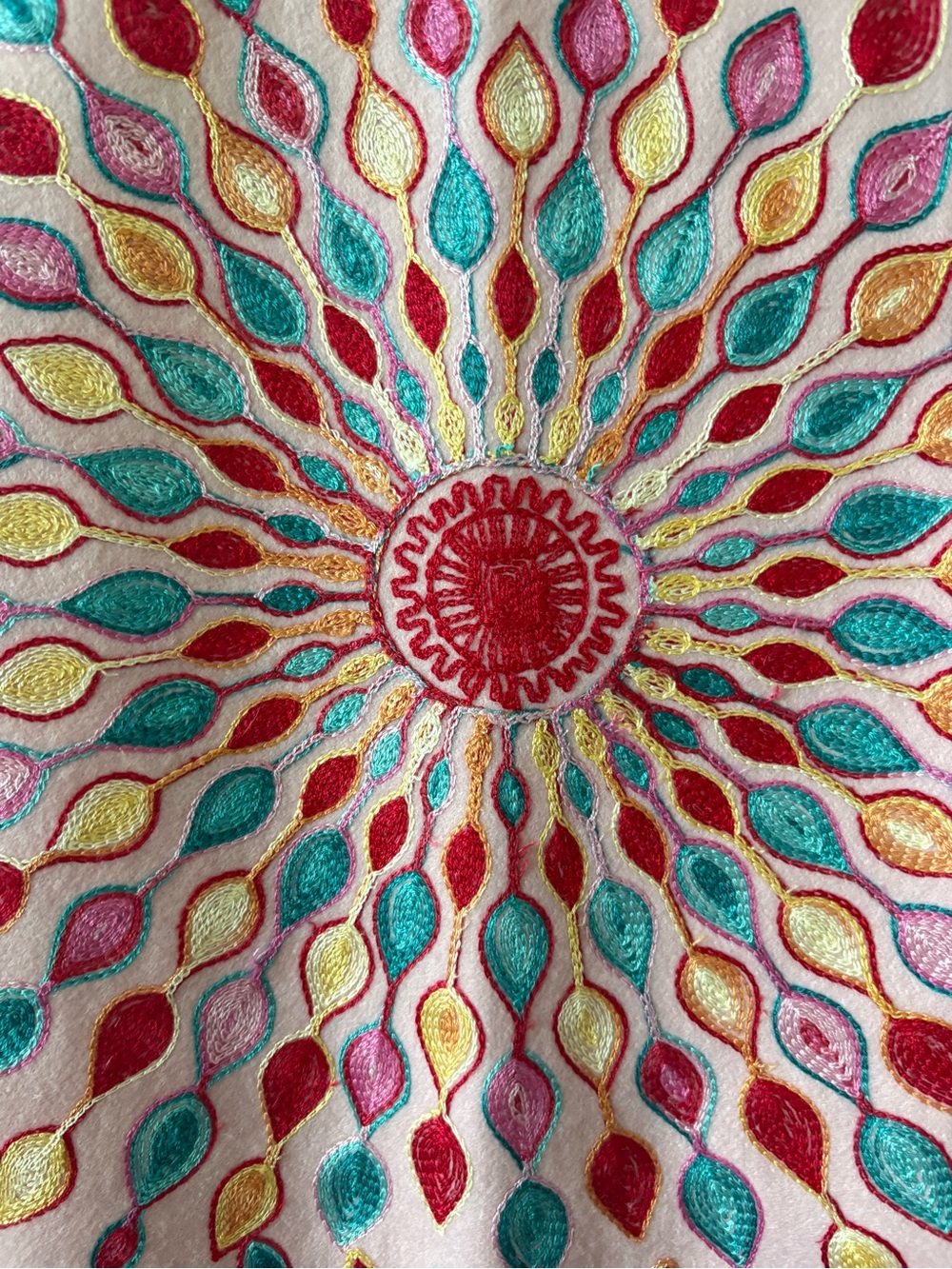 Urban Coco Pink Embroidered Sunbursts Scarf/ Wrap 32” X 72” NWT